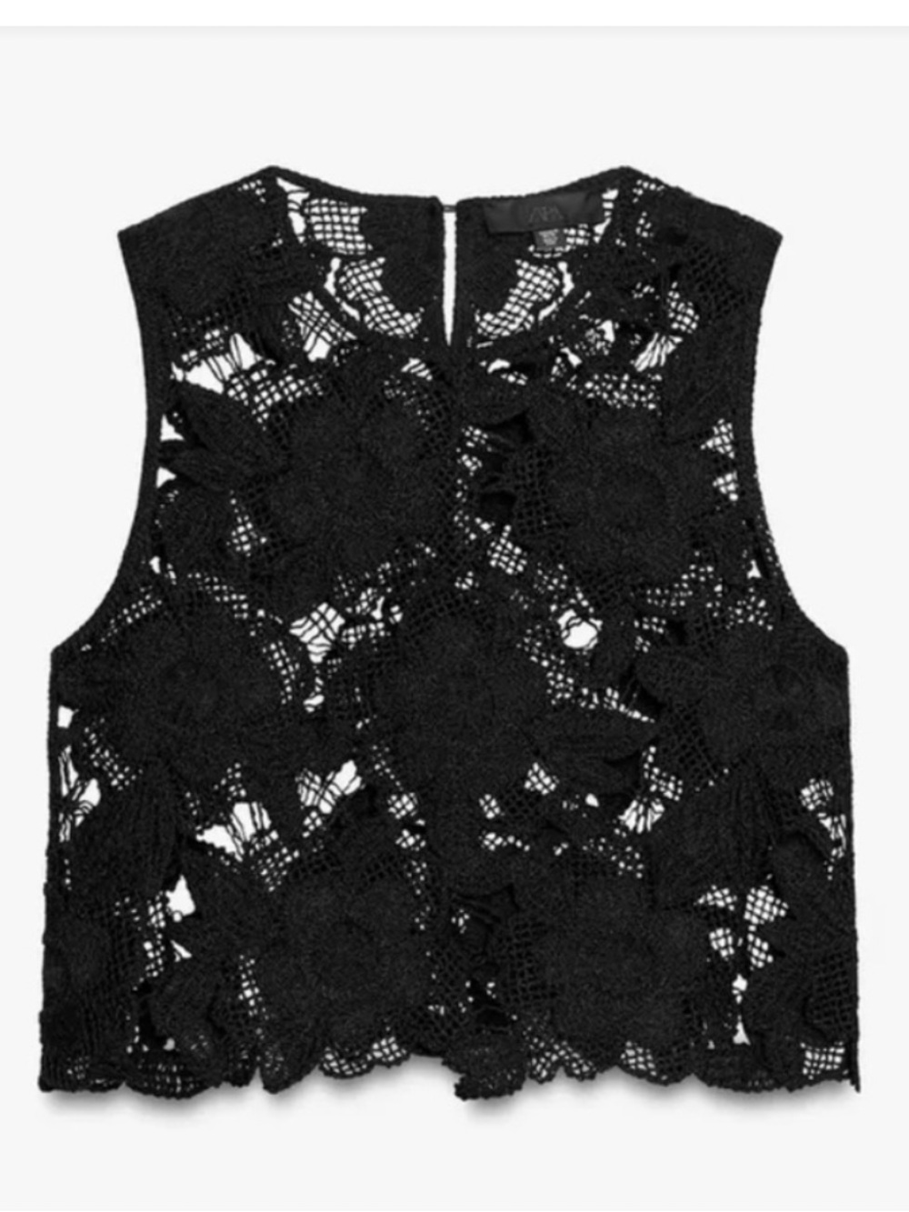 Zara Black Floral Crochet Tank Top